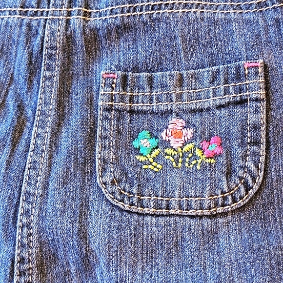 Denim dark wash embrodiered overalls - Picture 8 of 8